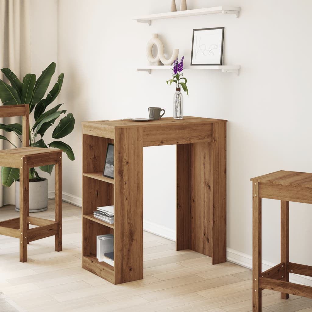 Bartafel met rekken 95x47x103,5 cm hout artisanaal eikenkleur is nu te koop bij PeponiXL, paradijselijk wonen!