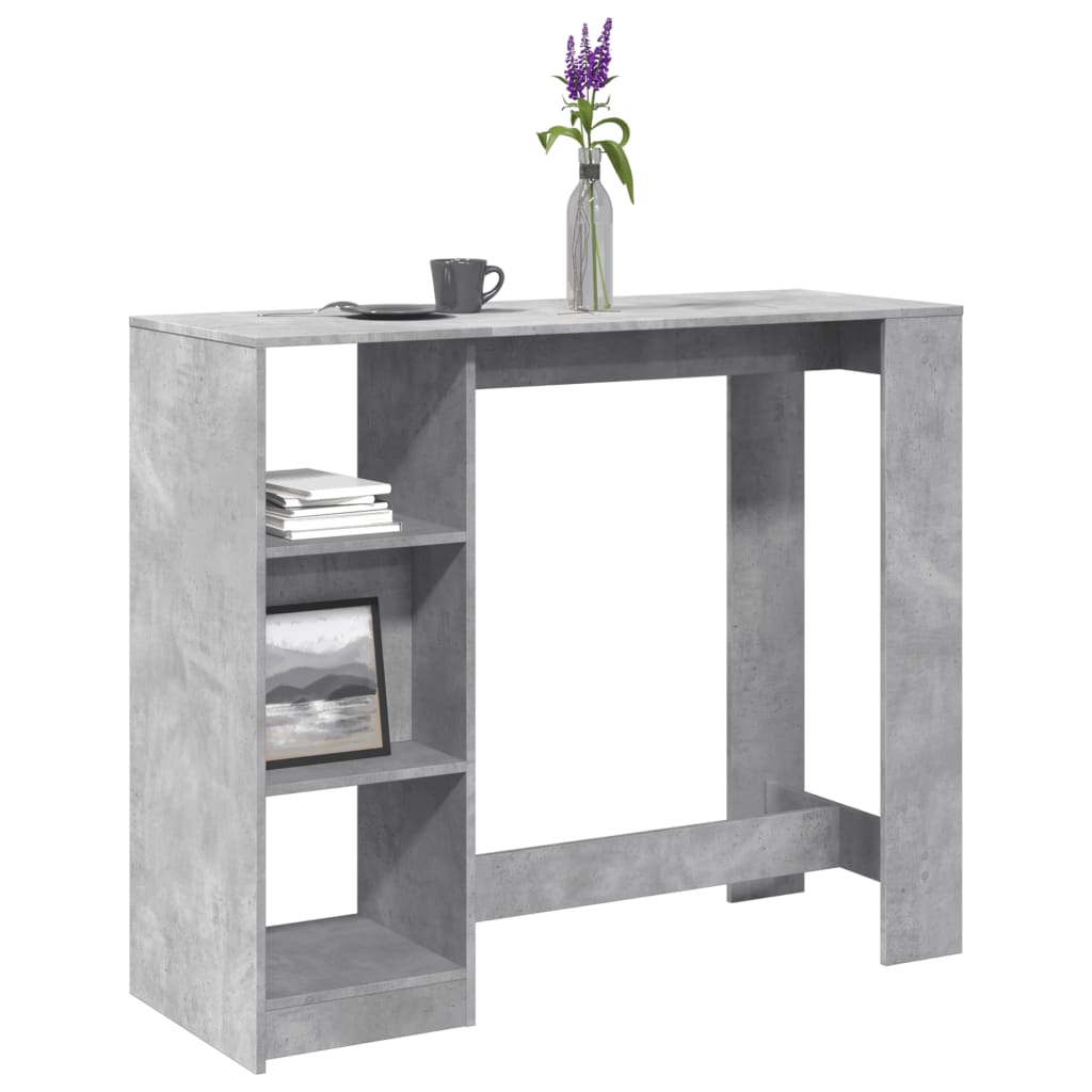 Bartafel met schap 124x46x103,5 cm bewerkt hout betongrijs is nu te koop bij PeponiXL, paradijselijk wonen!