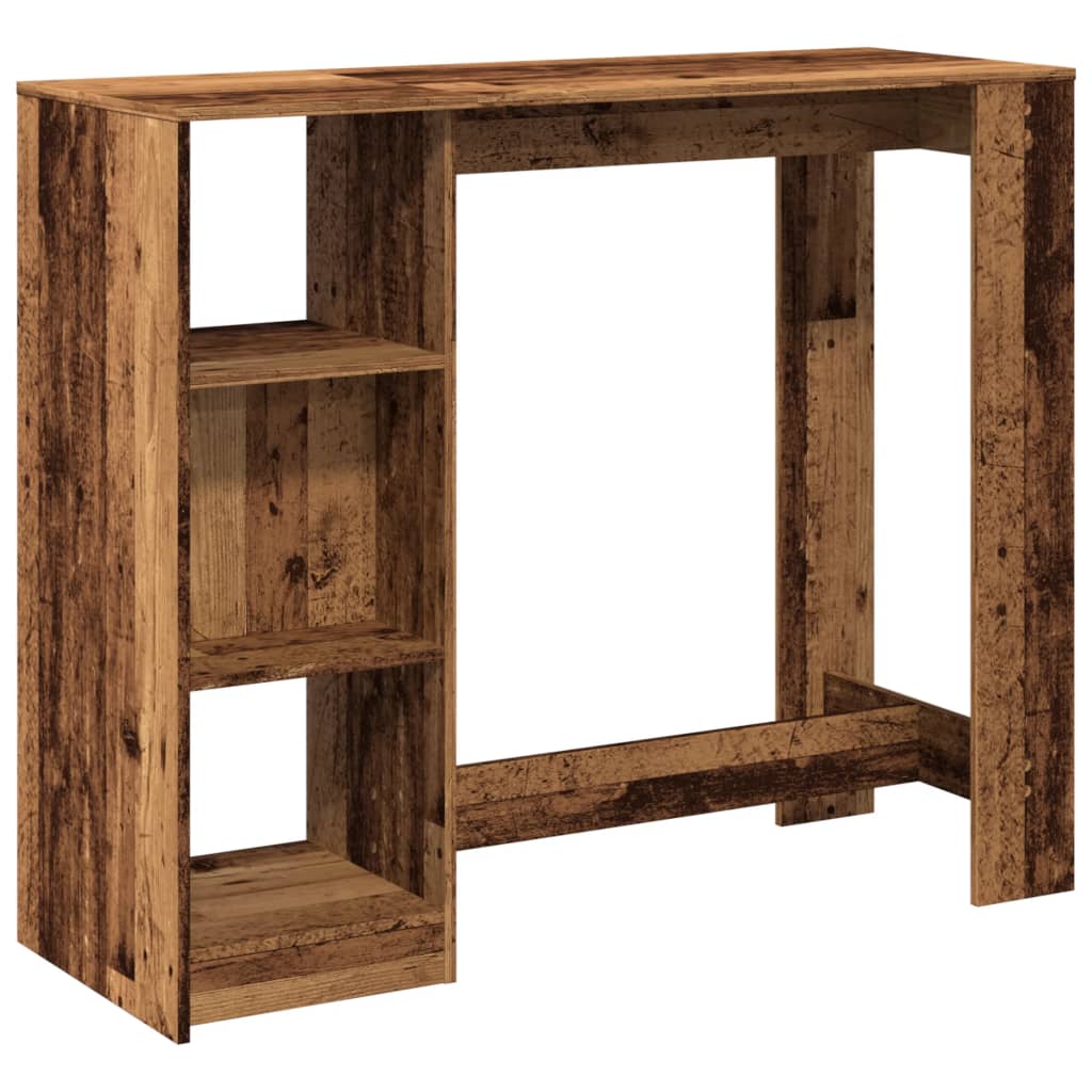 Bartafel met schap 124x46x103,5 cm bewerkt hout oud houtkleurig is nu te koop bij PeponiXL, paradijselijk wonen!