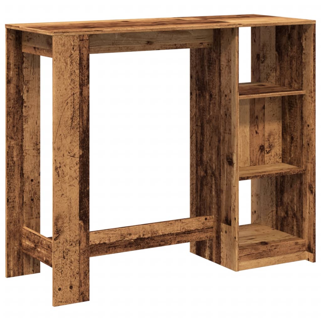 Bartafel met schap 124x46x103,5 cm bewerkt hout oud houtkleurig is nu te koop bij PeponiXL, paradijselijk wonen!
