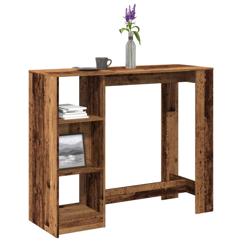 Bartafel met schap 124x46x103,5 cm bewerkt hout oud houtkleurig is nu te koop bij PeponiXL, paradijselijk wonen!