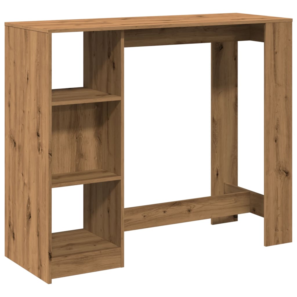 Bartafel met schap 124x46x103,5 cm hout artisanaal eikenkleurig is nu te koop bij PeponiXL, paradijselijk wonen!
