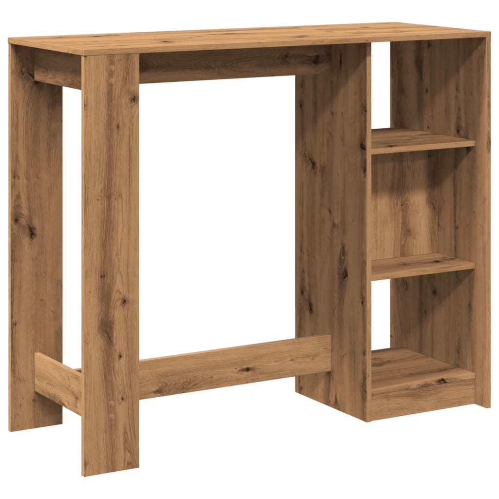 Bartafel met schap 124x46x103,5 cm hout artisanaal eikenkleurig is nu te koop bij PeponiXL, paradijselijk wonen!