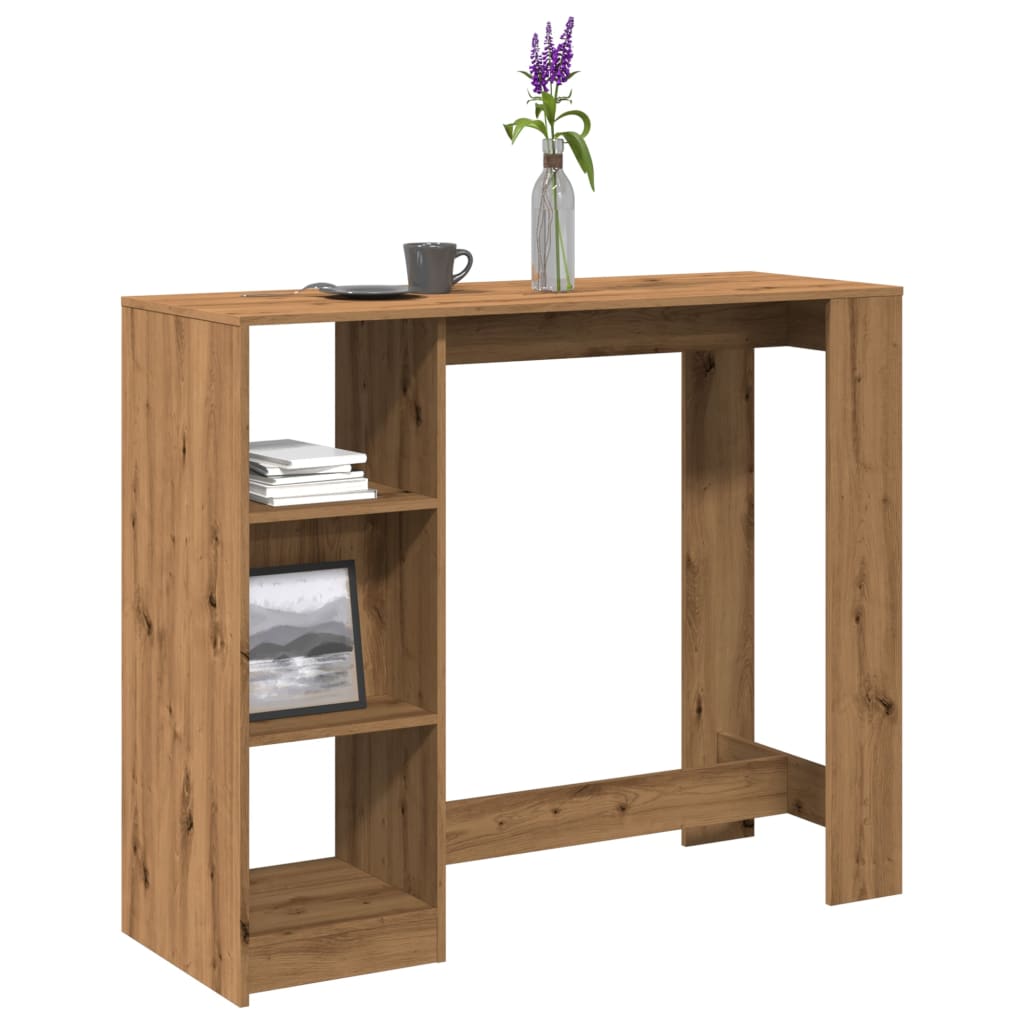 Bartafel met schap 124x46x103,5 cm hout artisanaal eikenkleurig is nu te koop bij PeponiXL, paradijselijk wonen!