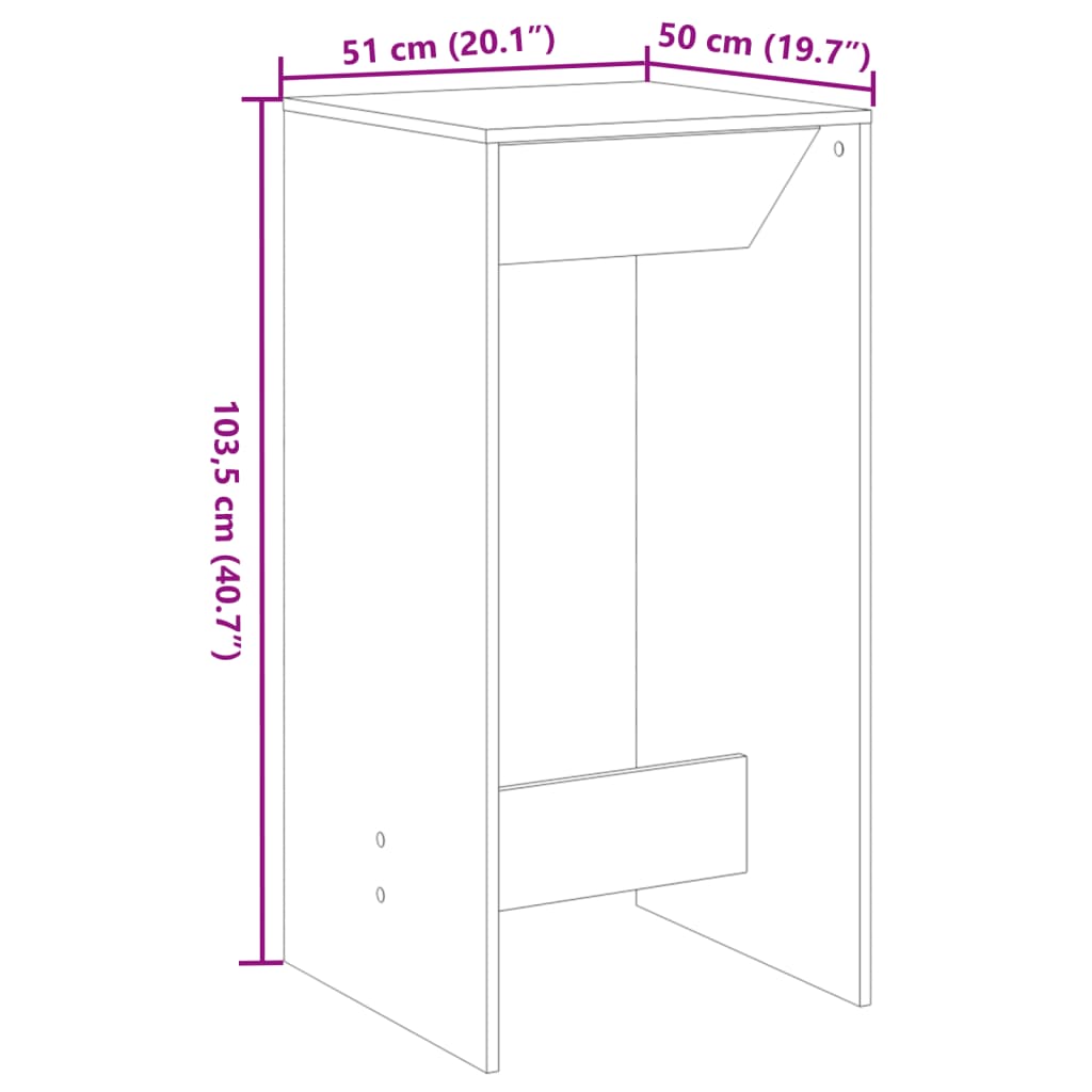 Bartafel 51x50x103,5 cm bewerkt hout betongrijs is nu te koop bij PeponiXL, paradijselijk wonen!