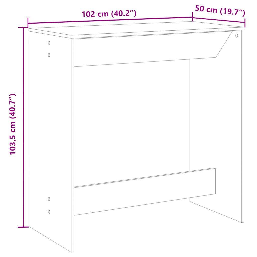Bartafel 102x50x103,5 cm bewerkt hout gerookt eikenkleur is nu te koop bij PeponiXL, paradijselijk wonen!