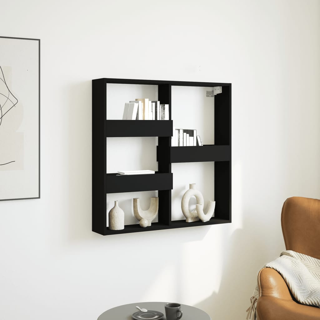 Wandkast 80x15x80 cm bewerkt hout zwart is nu te koop bij PeponiXL, paradijselijk wonen!