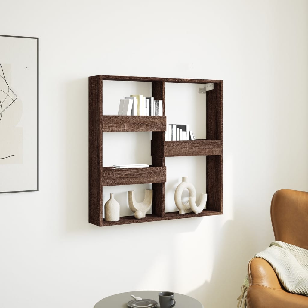 Wandkast 80x15x80 cm bewerkt hout bruin eikenkleur is nu te koop bij PeponiXL, paradijselijk wonen!
