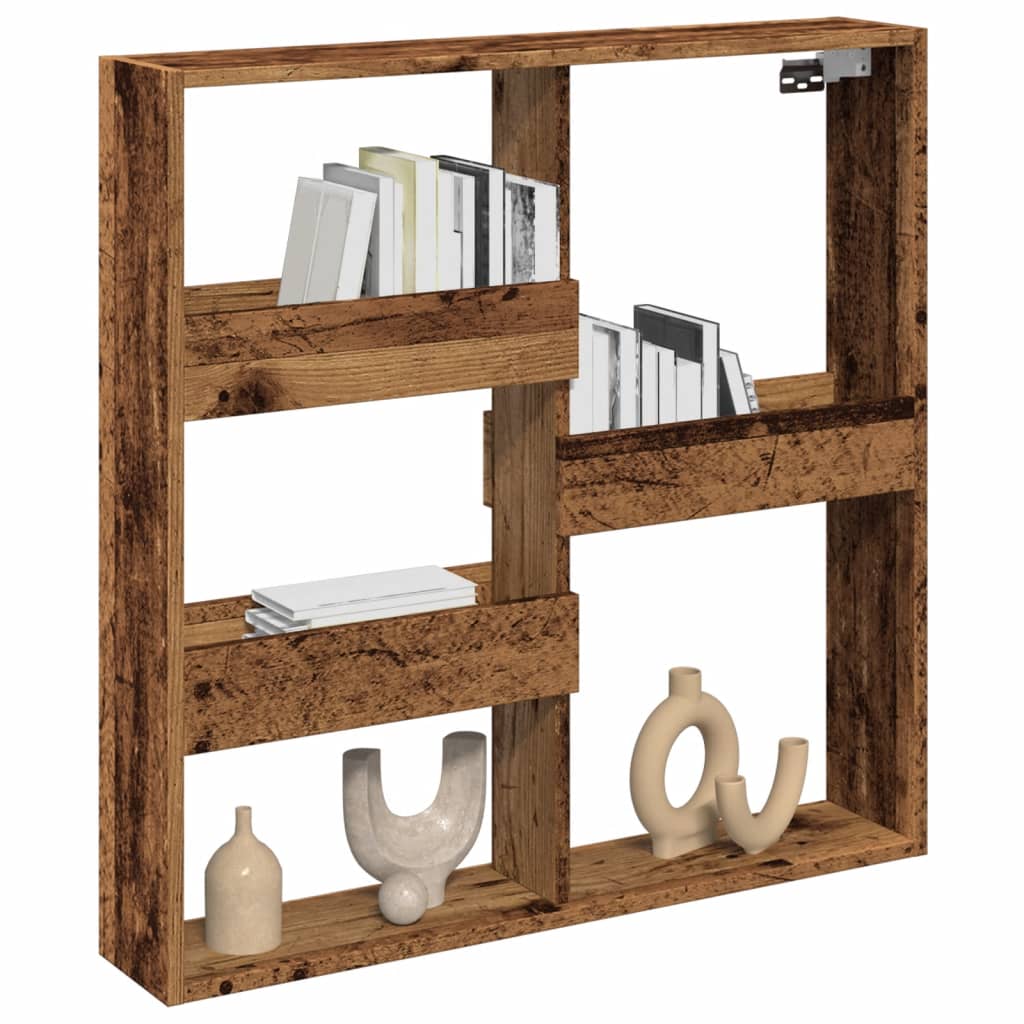 Wandkast 80x15x80 cm bewerkt hout oud houtkleurig is nu te koop bij PeponiXL, paradijselijk wonen!