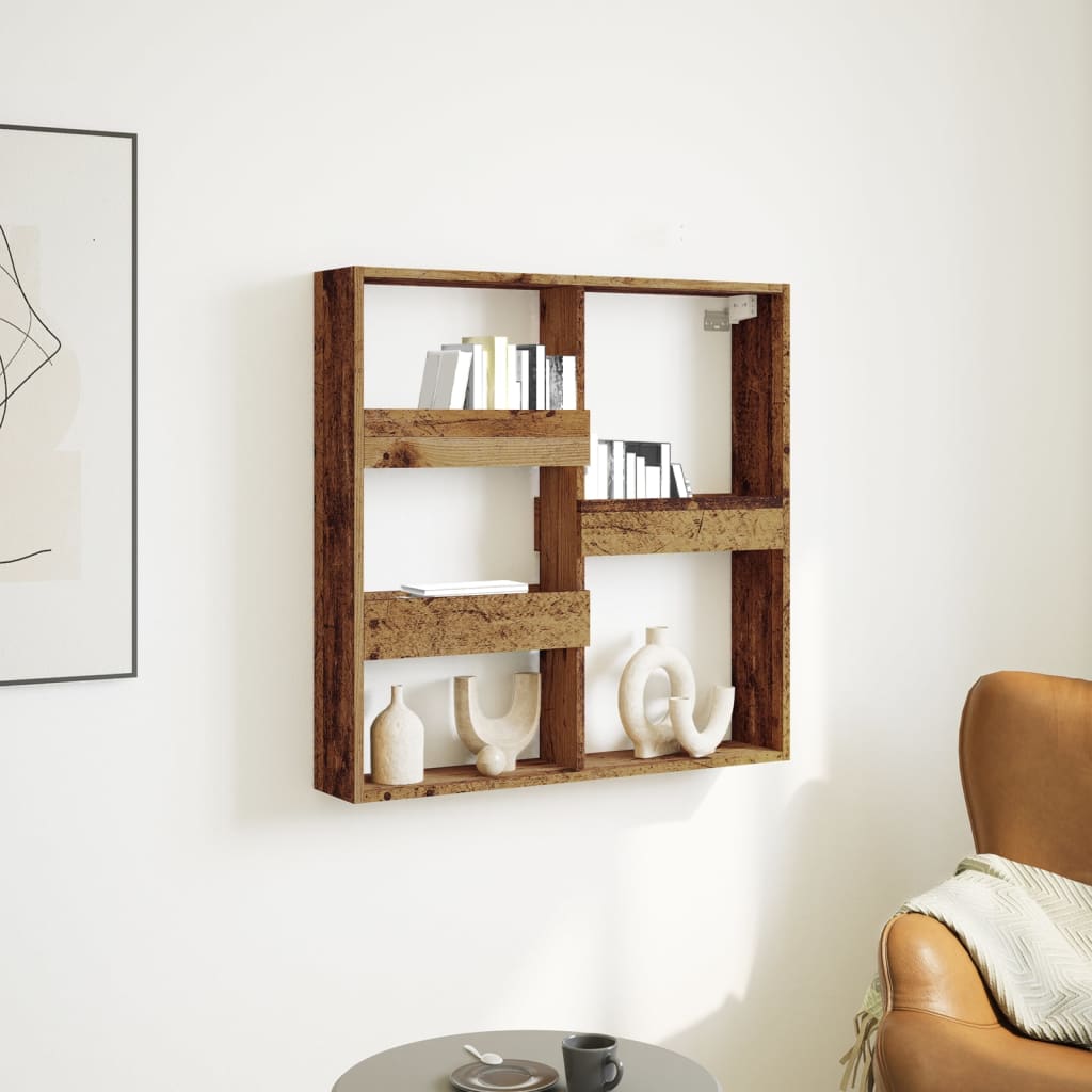 Wandkast 80x15x80 cm bewerkt hout oud houtkleurig is nu te koop bij PeponiXL, paradijselijk wonen!