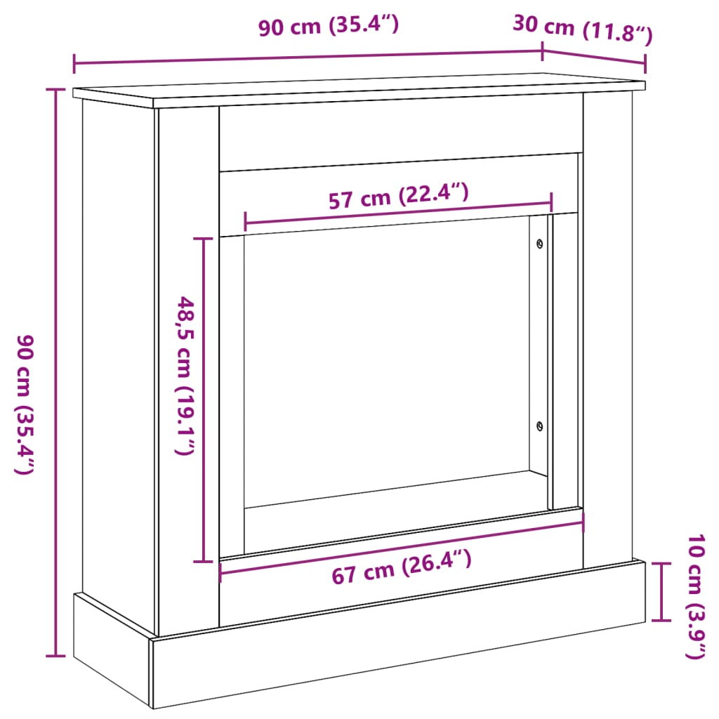 Haardombouw 90x30x90 cm bewerkt hout oud houtkleurig is nu te koop bij PeponiXL, paradijselijk wonen!