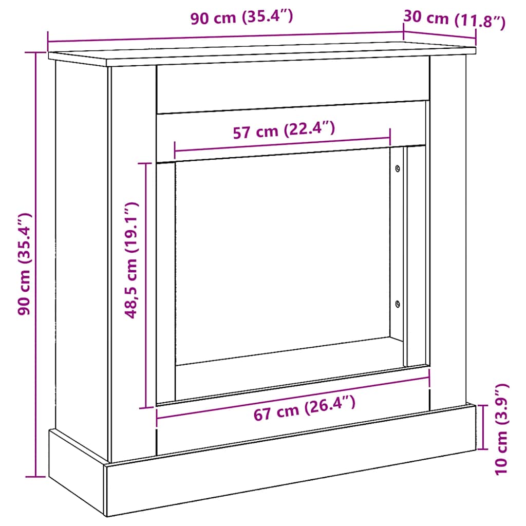 Haardombouw 90x30x90 cm bewerkt hout artisanaal eikenkleurig is nu te koop bij PeponiXL, paradijselijk wonen!