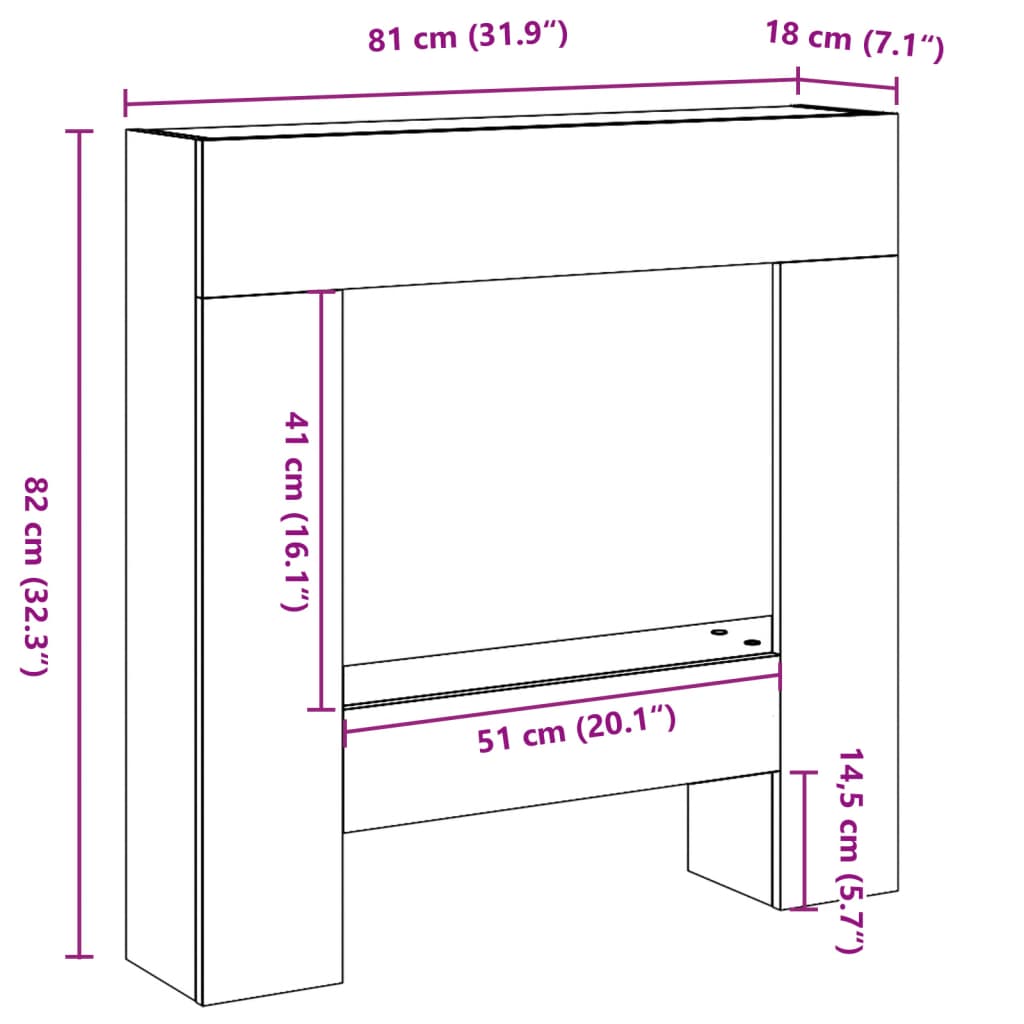 Haardombouw 81x18x82 cm bewerkt hout betongrijs is nu te koop bij PeponiXL, paradijselijk wonen!