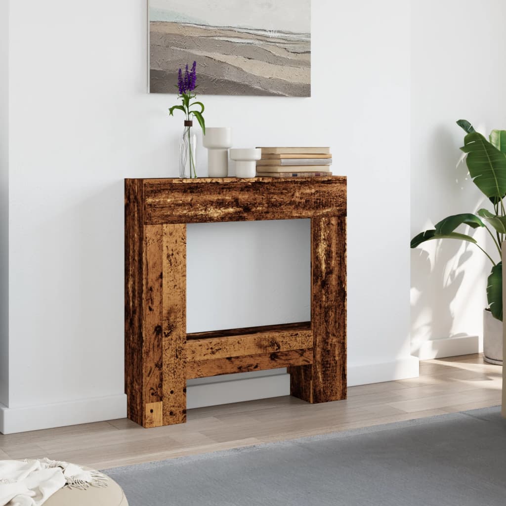 Haardombouw 81x18x82 cm bewerkt hout oud houtkleurig is nu te koop bij PeponiXL, paradijselijk wonen!