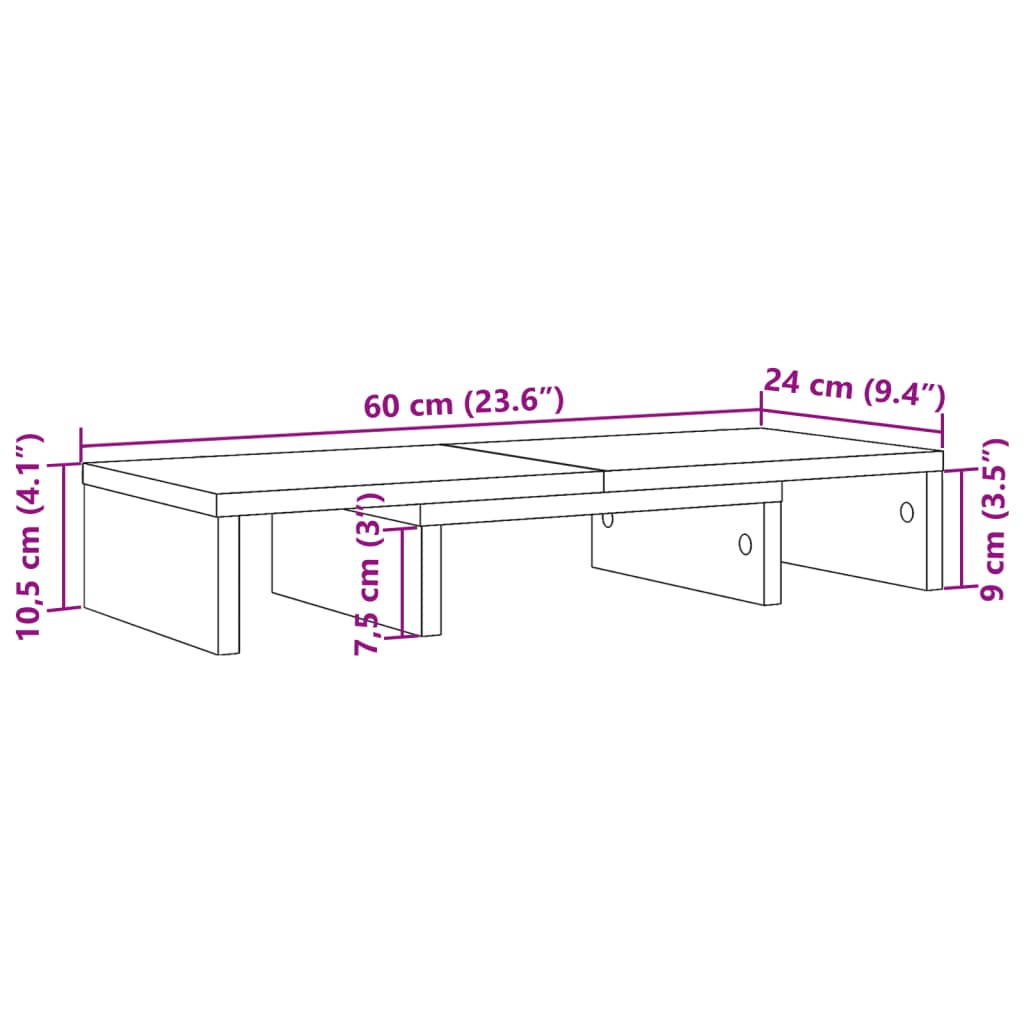 Monitorstandaard verstelbaar 60x24x10,5 cm bewerkt hout wit is nu te koop bij PeponiXL, paradijselijk wonen!