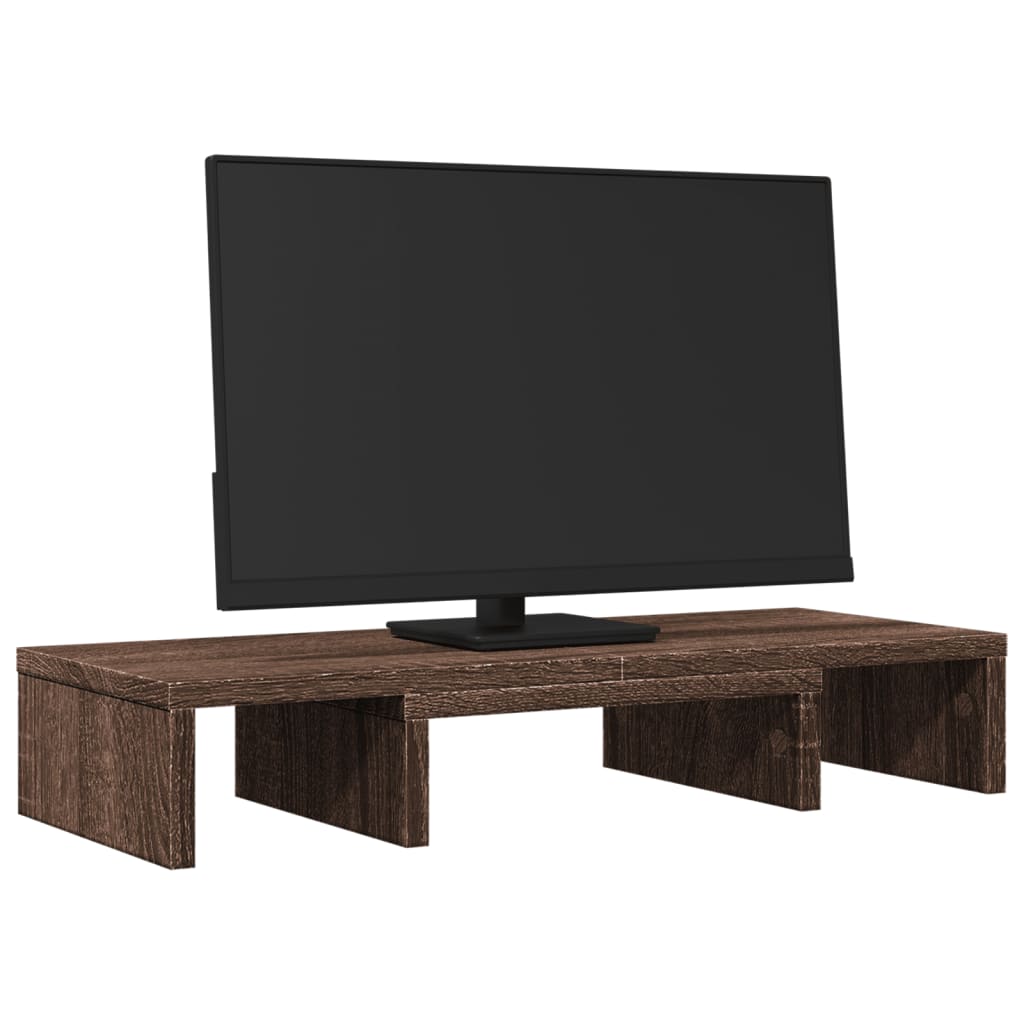 Monitorstandaard verstelbaar 60x24x10,5 cm hout bruin eiken is nu te koop bij PeponiXL, paradijselijk wonen!