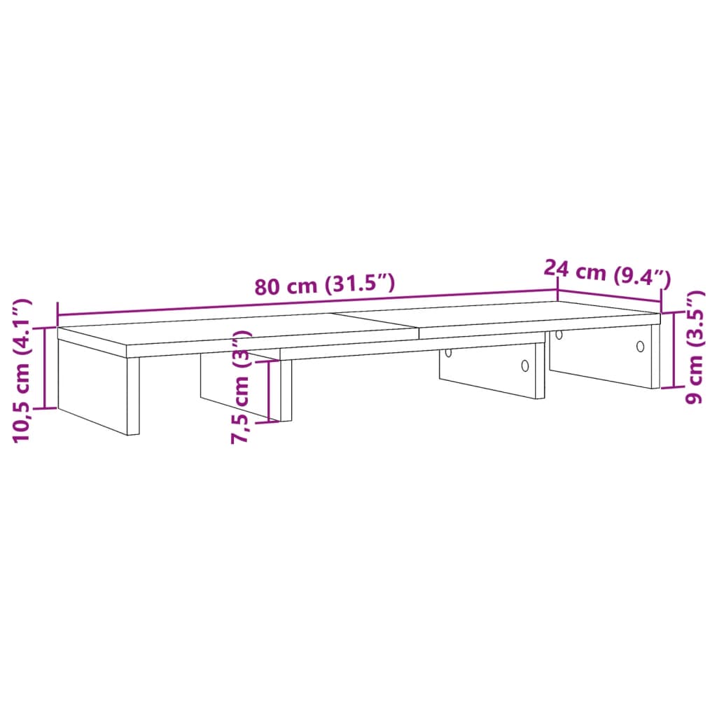 Monitorstandaard verstelbaar 80x24x10,5 cm bewerkt hout wit is nu te koop bij PeponiXL, paradijselijk wonen!