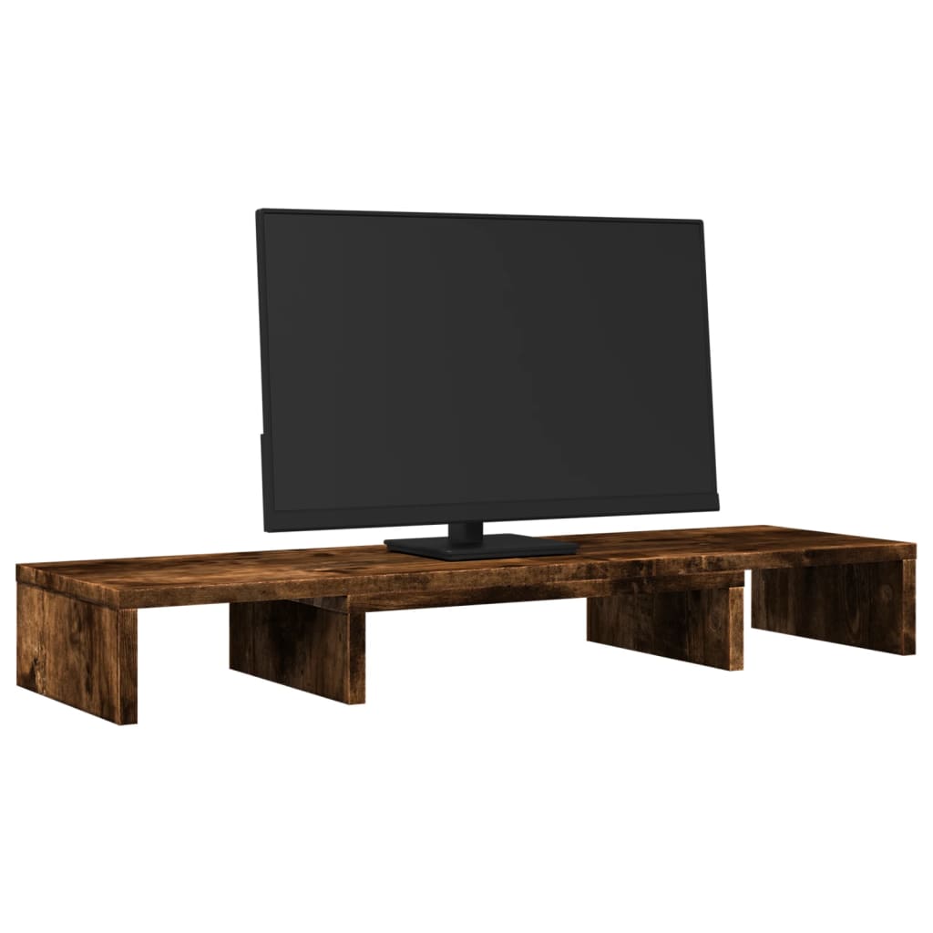 Monitorstandaard verstelbaar 80x24x10,5 cm hout gerookt eiken is nu te koop bij PeponiXL, paradijselijk wonen!