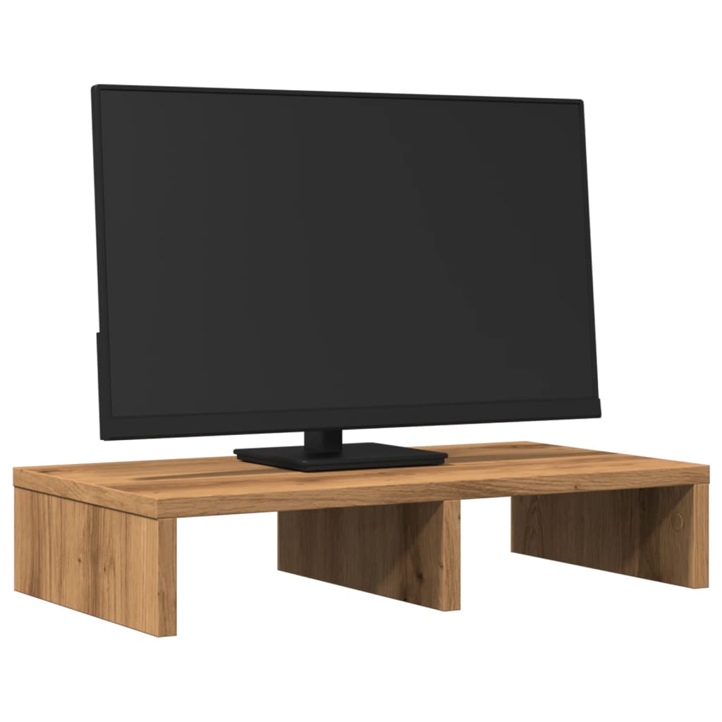 Monitorstandaard 50x27x10 cm bewerkt hout artisanaal eikenkleur is nu te koop bij PeponiXL, paradijselijk wonen!