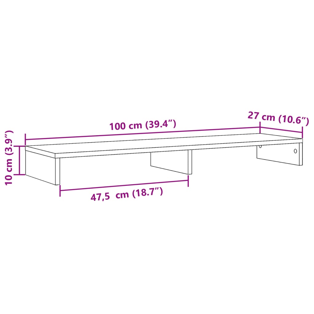 Monitorstandaard 100x27x10 cm bewerkt hout wit is nu te koop bij PeponiXL, paradijselijk wonen!