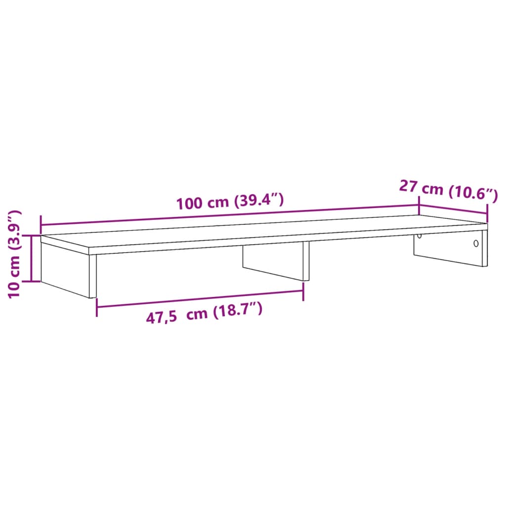 Monitorstandaard 100x27x10 cm bewerkt hout zwart is nu te koop bij PeponiXL, paradijselijk wonen!