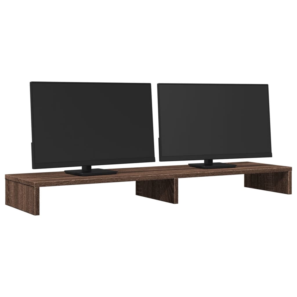 Monitorstandaard 100x27x10 cm bewerkt hout bruin eikenkleurig is nu te koop bij PeponiXL, paradijselijk wonen!