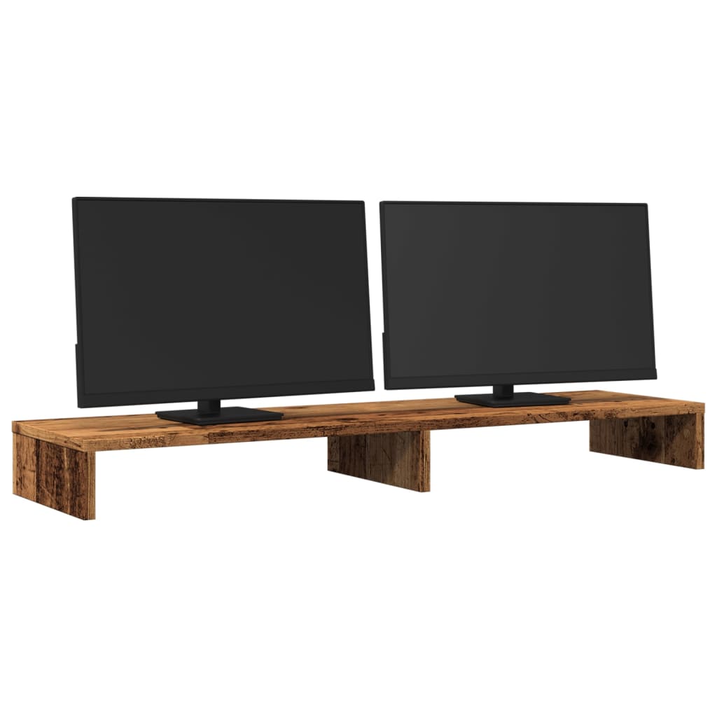 Monitorstandaard 100x27x10 cm bewerkt hout oud houtkleurig is nu te koop bij PeponiXL, paradijselijk wonen!