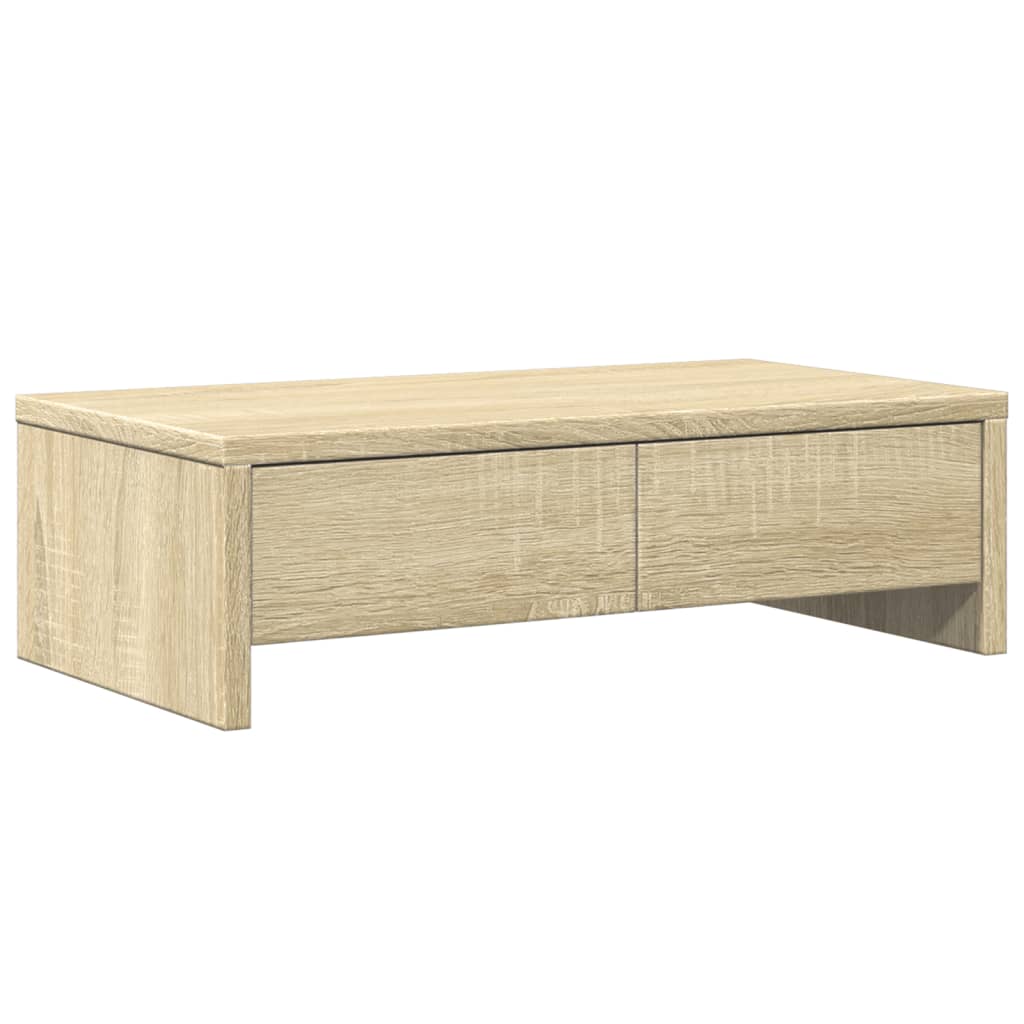 Monitorstandaard met lades 50x27x15 cm hout sonoma eikenkleur is nu te koop bij PeponiXL, paradijselijk wonen!