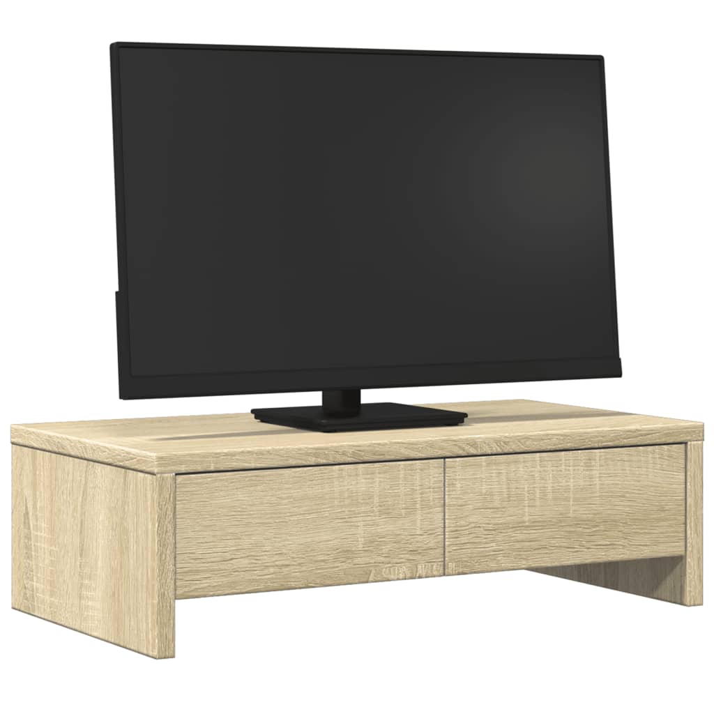 Monitorstandaard met lades 50x27x15 cm hout sonoma eikenkleur is nu te koop bij PeponiXL, paradijselijk wonen!