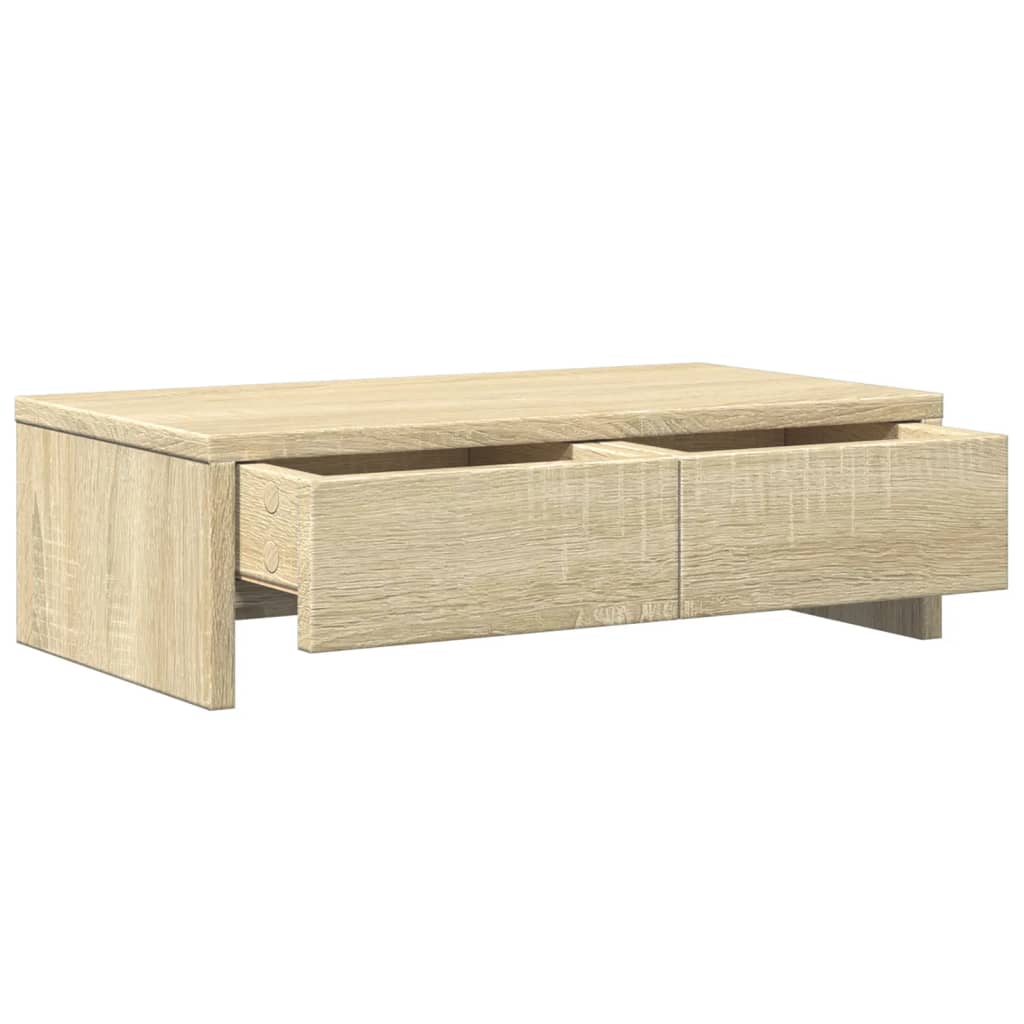 Monitorstandaard met lades 50x27x15 cm hout sonoma eikenkleur is nu te koop bij PeponiXL, paradijselijk wonen!