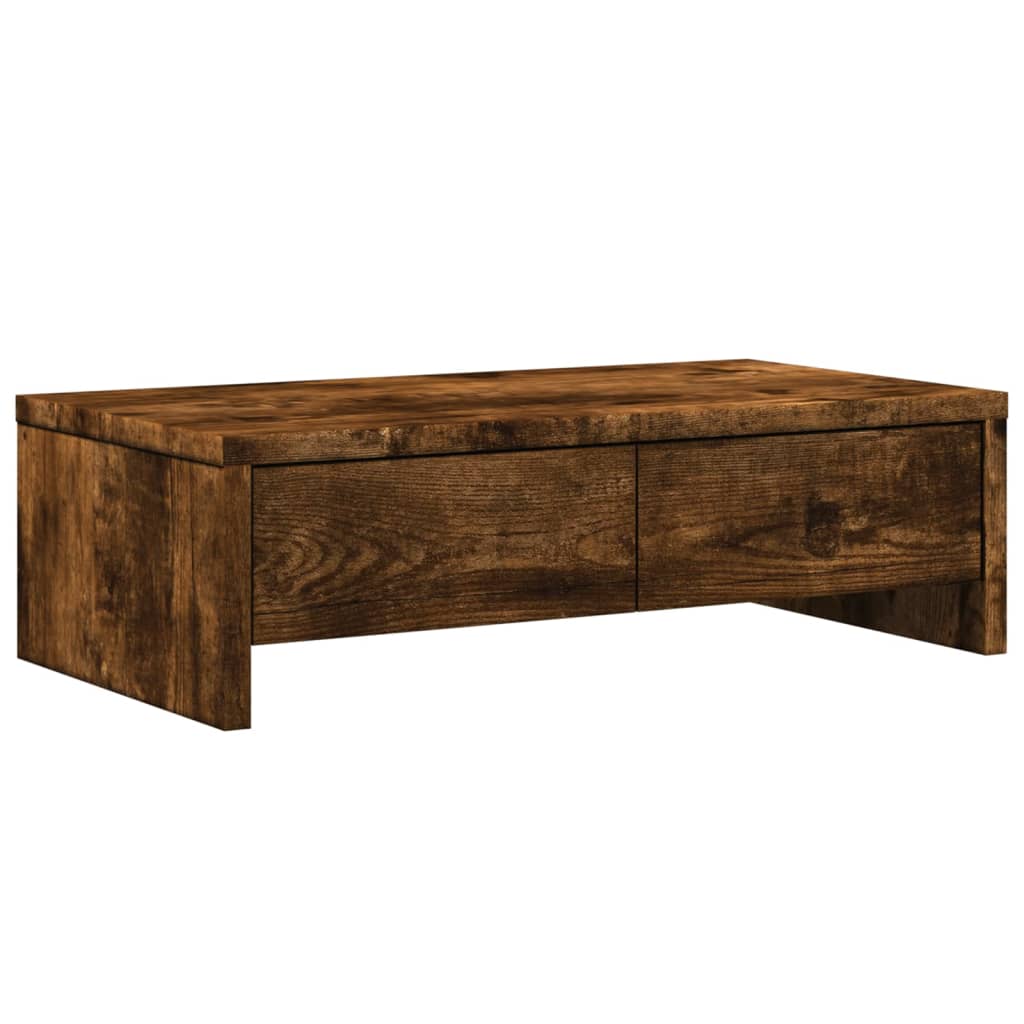 Monitorstandaard met lades 50x27x15 cm hout gerookt eikenkleur is nu te koop bij PeponiXL, paradijselijk wonen!