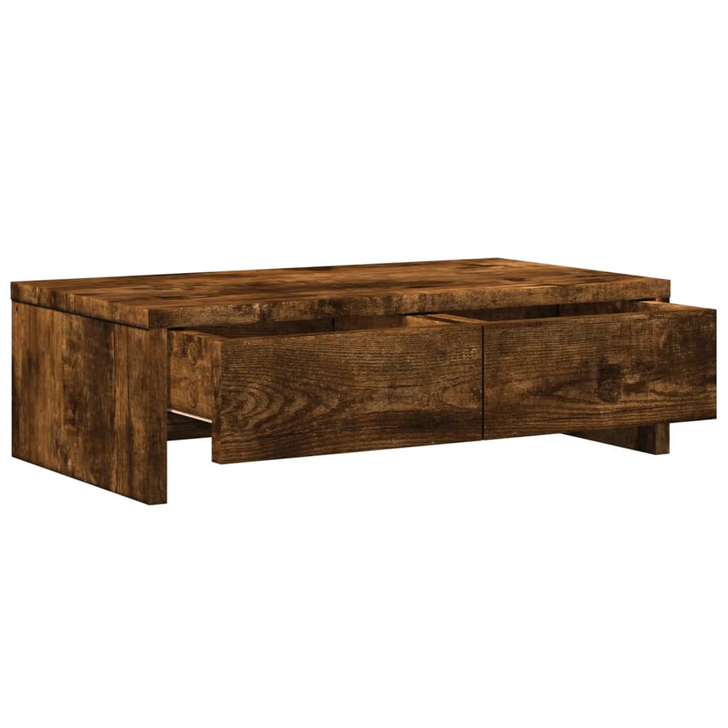 Monitorstandaard met lades 50x27x15 cm hout gerookt eikenkleur is nu te koop bij PeponiXL, paradijselijk wonen!