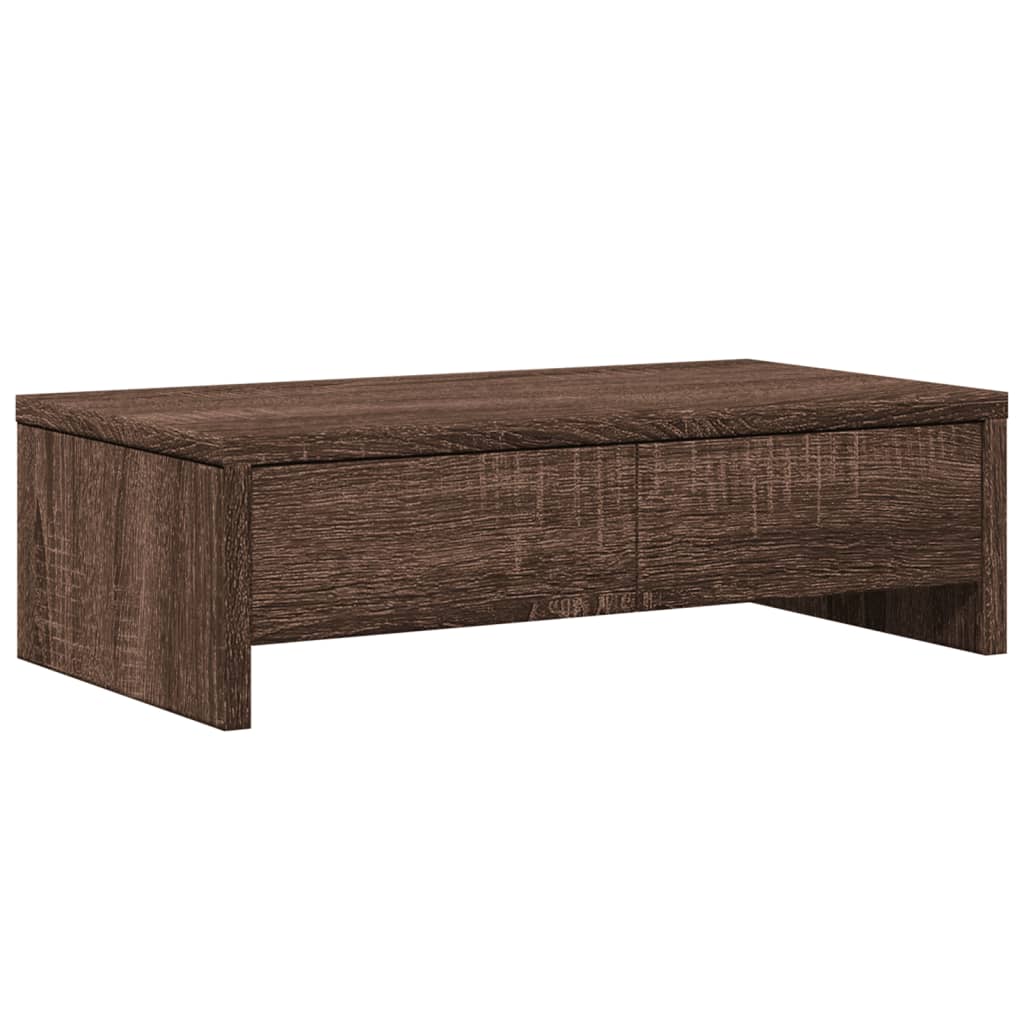 Monitorstandaard met lades 50x27x15 cm hout bruin eikenkleurig is nu te koop bij PeponiXL, paradijselijk wonen!