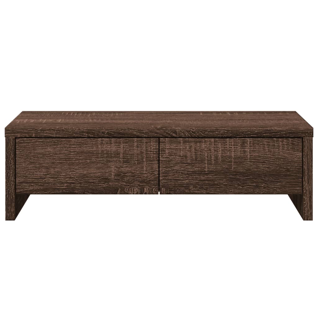 Monitorstandaard met lades 50x27x15 cm hout bruin eikenkleurig is nu te koop bij PeponiXL, paradijselijk wonen!