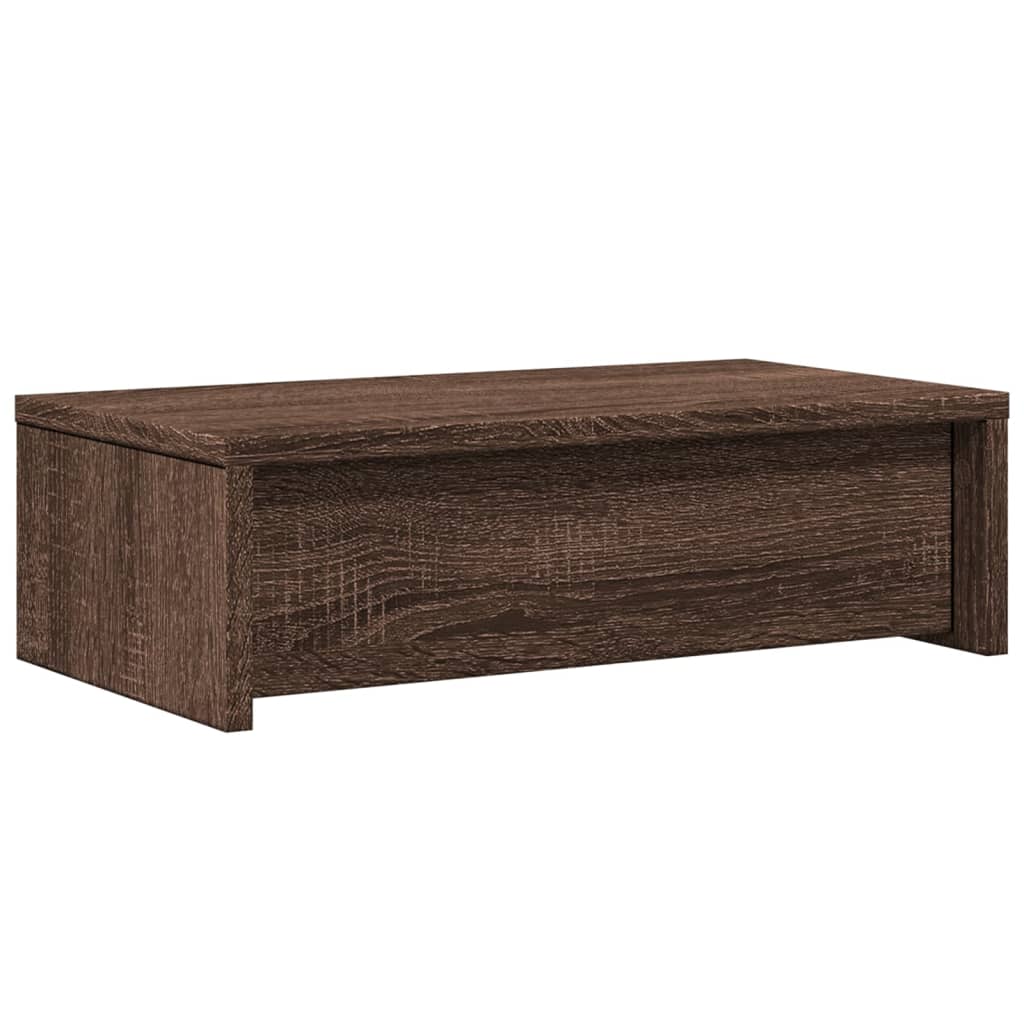 Monitorstandaard met lades 50x27x15 cm hout bruin eikenkleurig is nu te koop bij PeponiXL, paradijselijk wonen!