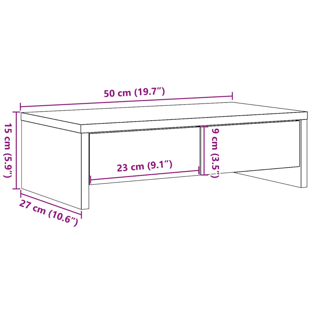 Monitorstandaard met lades 50x27x15 cm hout bruin eikenkleurig is nu te koop bij PeponiXL, paradijselijk wonen!