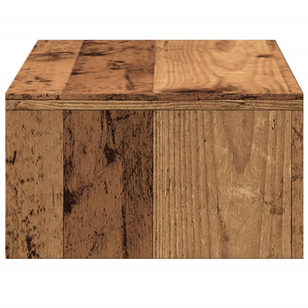 Monitorstandaard met lades 50x27x15 cm bewerkt hout oud hout is nu te koop bij PeponiXL, paradijselijk wonen!