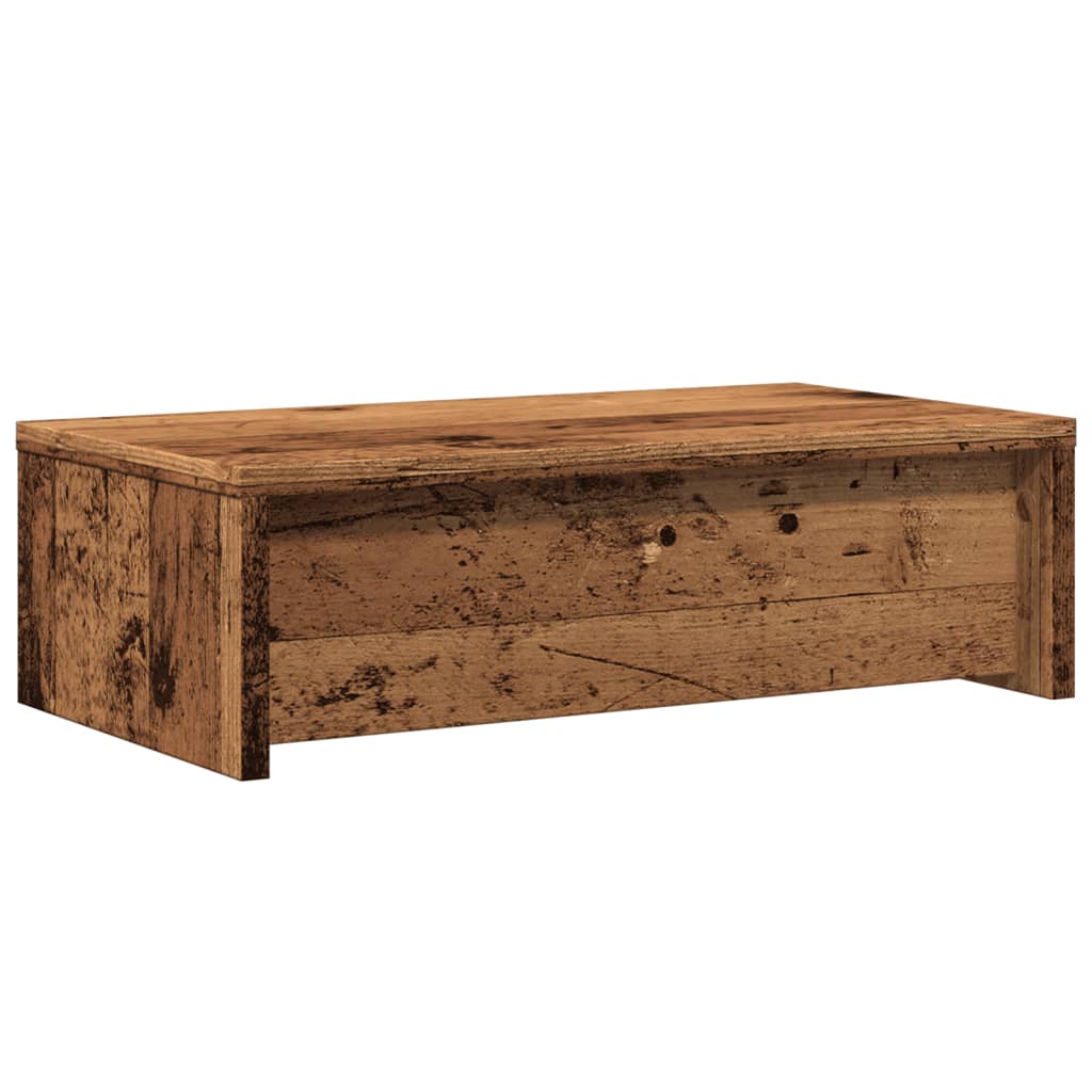 Monitorstandaard met lades 50x27x15 cm bewerkt hout oud hout is nu te koop bij PeponiXL, paradijselijk wonen!