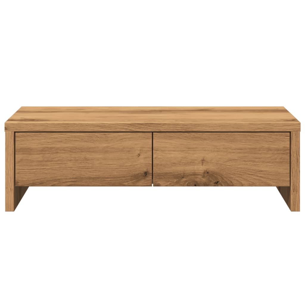 Monitorstandaard met lades 50x27x15 cm hout artisanaal eiken is nu te koop bij PeponiXL, paradijselijk wonen!