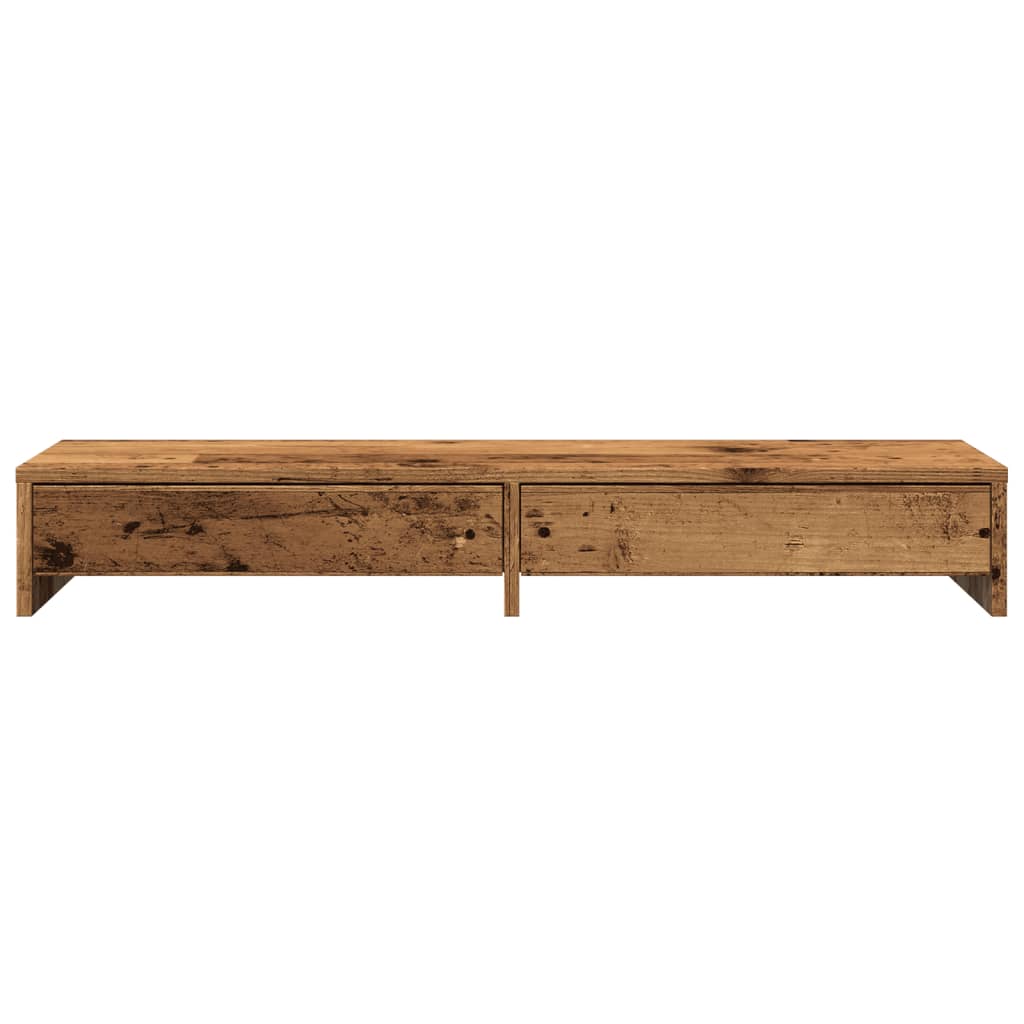 Monitorstandaard met lades 100x27x15 cm hout oud houtkleurig is nu te koop bij PeponiXL, paradijselijk wonen!