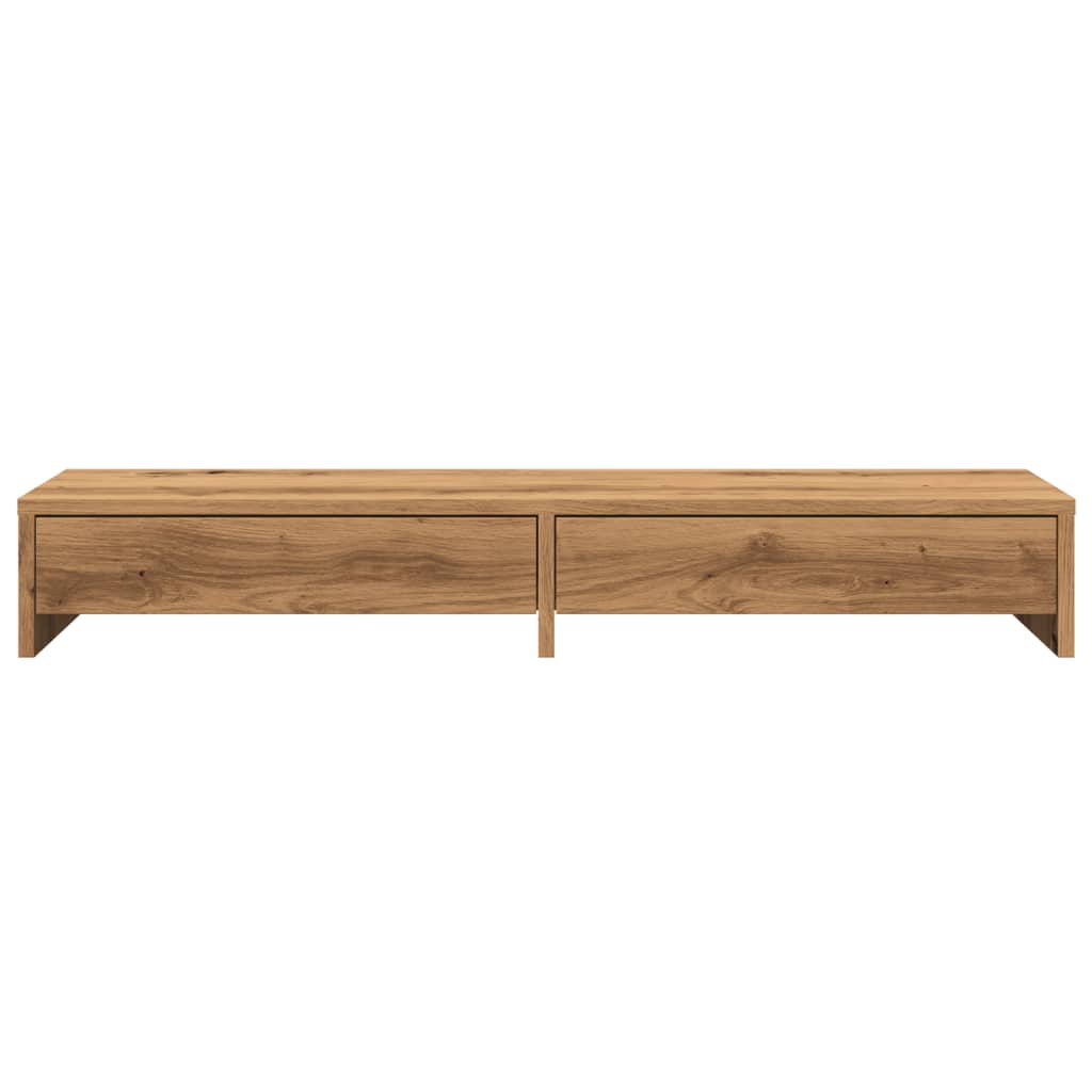 Monitorstandaard met lades 100x27x15 cm hout artisanaal eiken is nu te koop bij PeponiXL, paradijselijk wonen!