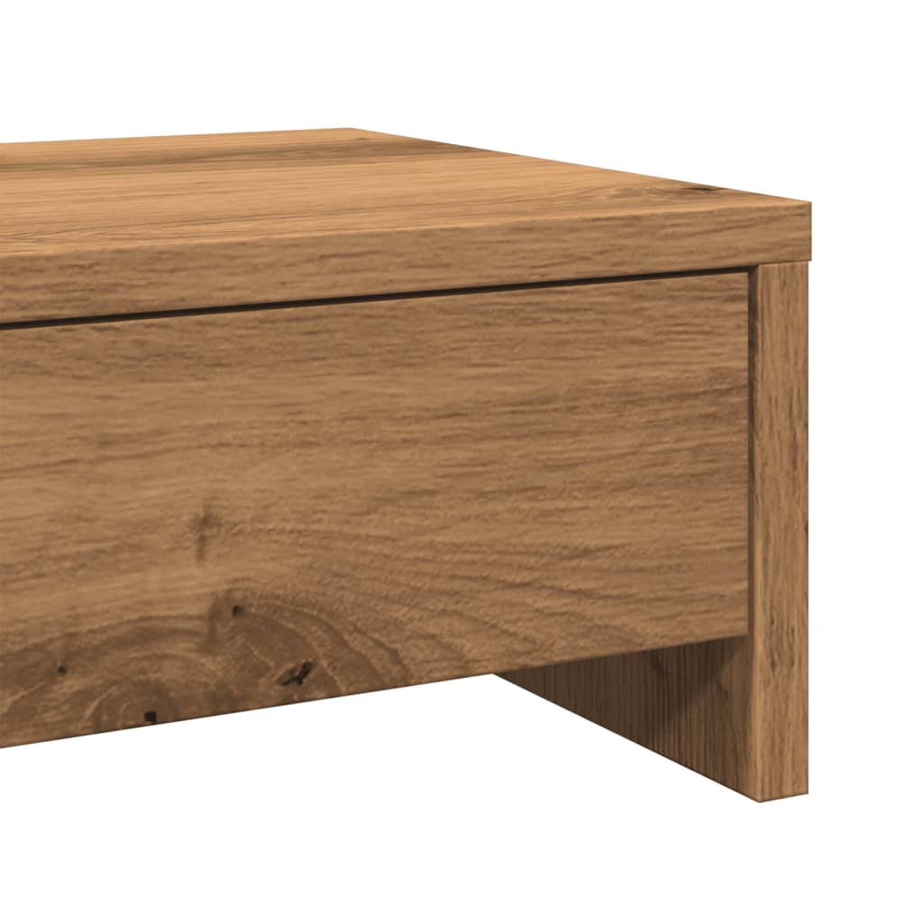 Monitorstandaard met lades 100x27x15 cm hout artisanaal eiken is nu te koop bij PeponiXL, paradijselijk wonen!