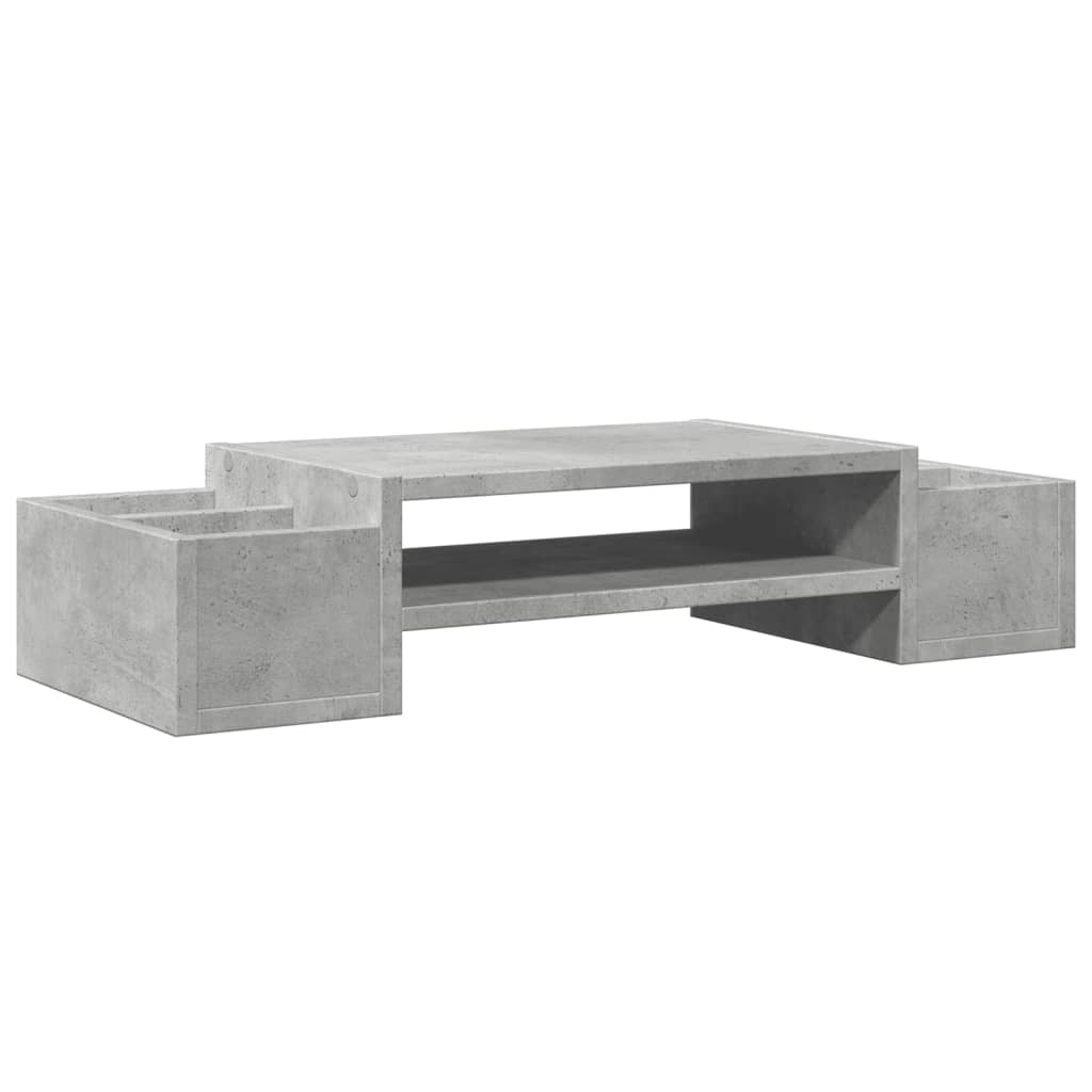 Monitorstandaard met opbergruimte 70x27x15 cm hout betongrijs is nu te koop bij PeponiXL, paradijselijk wonen!