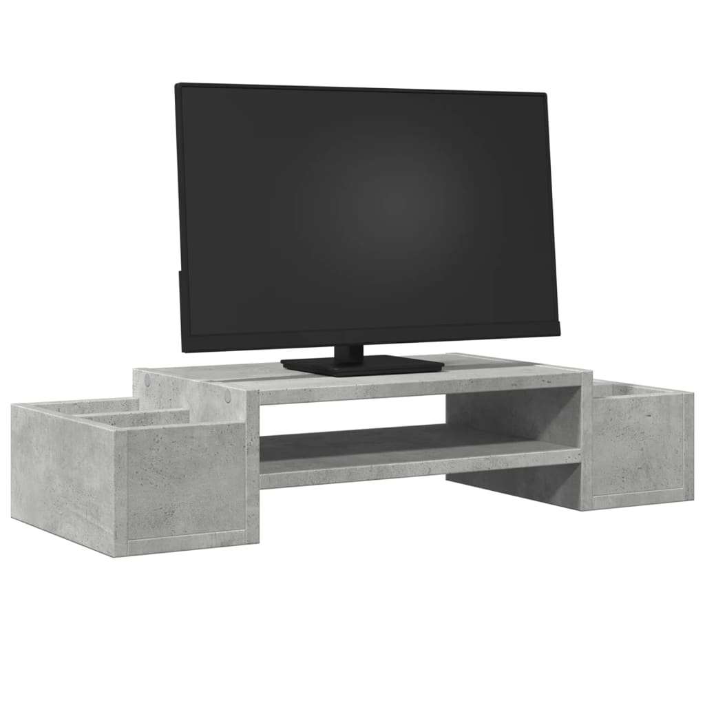 Monitorstandaard met opbergruimte 70x27x15 cm hout betongrijs is nu te koop bij PeponiXL, paradijselijk wonen!