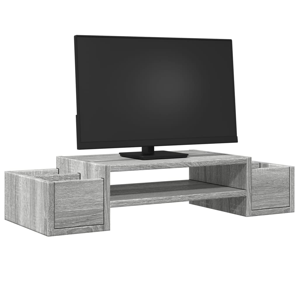 Monitorstandaard met opbergruimte 70x27x15 cm hout grijs sonoma is nu te koop bij PeponiXL, paradijselijk wonen!