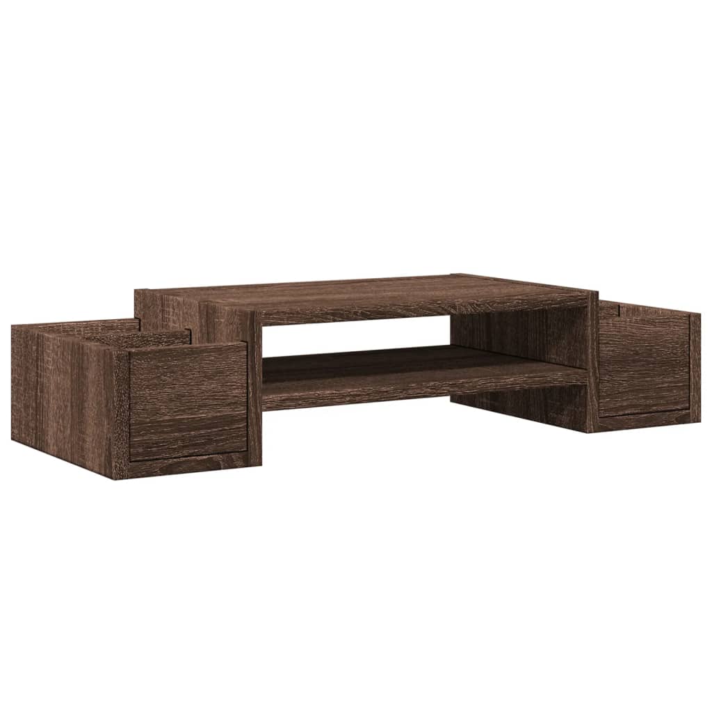 Monitorstandaard met opbergruimte 70x27x15 cm hout bruin eiken is nu te koop bij PeponiXL, paradijselijk wonen!