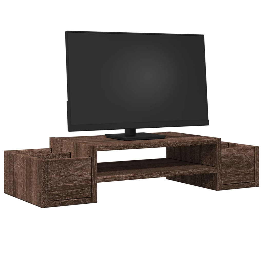 Monitorstandaard met opbergruimte 70x27x15 cm hout bruin eiken is nu te koop bij PeponiXL, paradijselijk wonen!