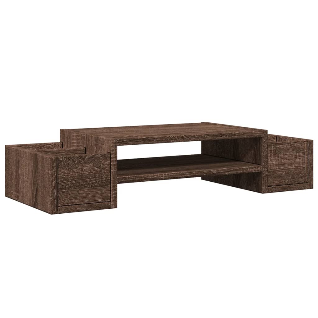 Monitorstandaard met opbergruimte 70x27x15 cm hout bruin eiken is nu te koop bij PeponiXL, paradijselijk wonen!