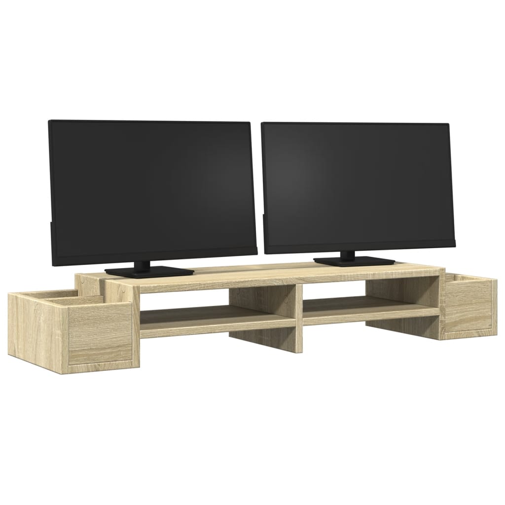 Monitorstandaard opbergruimte 100x27x15 cm hout sonoma eiken is nu te koop bij PeponiXL, paradijselijk wonen!