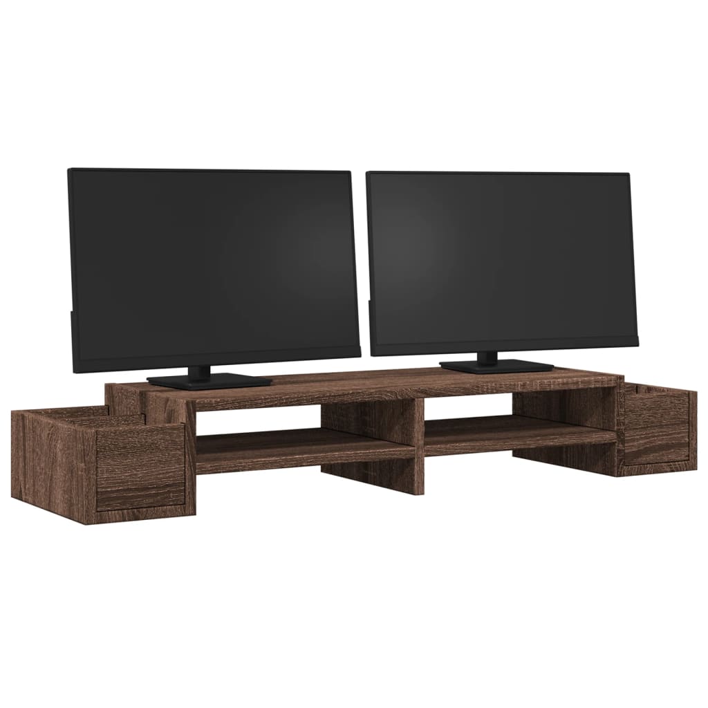 Monitorstandaard met opbergruimte 100x27x15 cm hout bruin eiken is nu te koop bij PeponiXL, paradijselijk wonen!